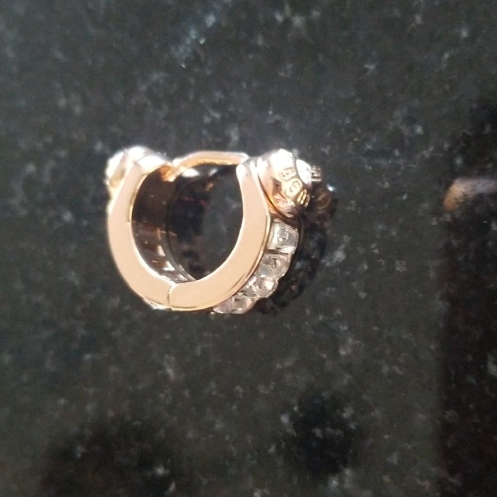 Henri Bendel Rose Gold Crystal Huggie Earrings - Picture 2 of 3